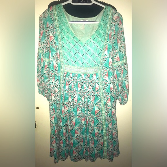 Crown👗Ivy Teal BoHo Dress - Picture 1 of 12